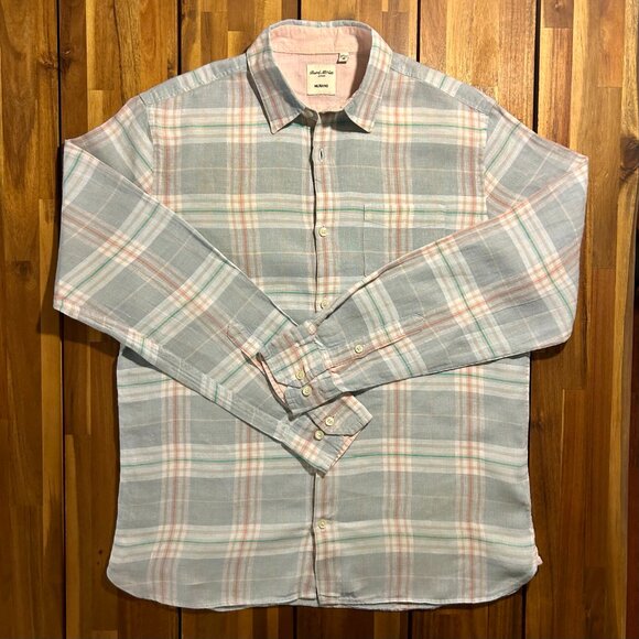 Murano - "Baird McNutt Linen" Long-Sleeve Plaid Shirt - Picture 2 of 4